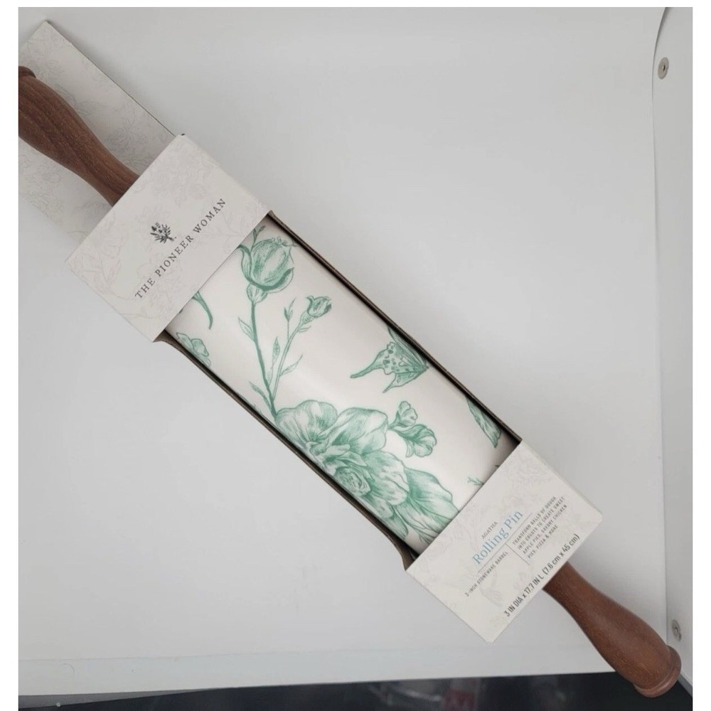 Pioneer Woman Agatha Ceramic Rolling Pin New!